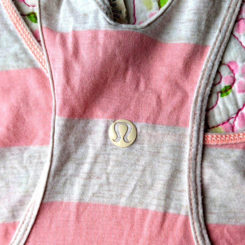 lululemon athletica Om Racerback Tank Pink and White Stripe